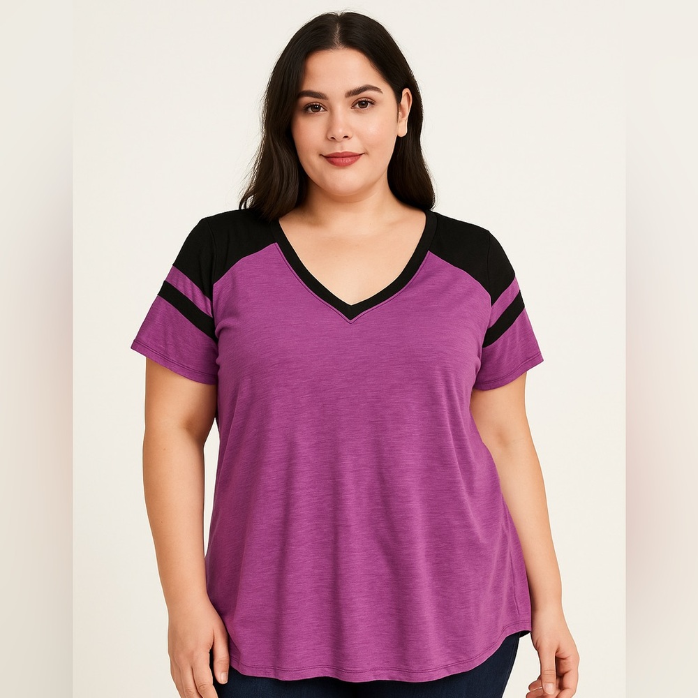 NWT Rosegal V-Neck Tee 3XL | Purple & Black | Lightweight Top